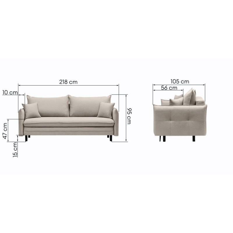 Sofa z funkcją spania i pojemnikiem Notti