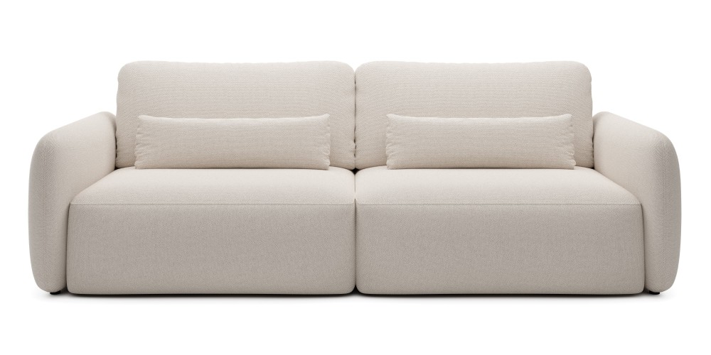 Sofa rozkładana Mossa z pojemnikiem, obłe kształty