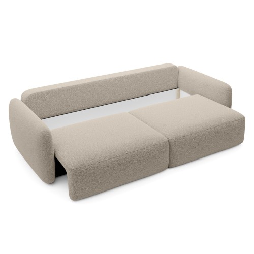 Sofa rozkładana Botse z pojemnikiem, obłe kształty