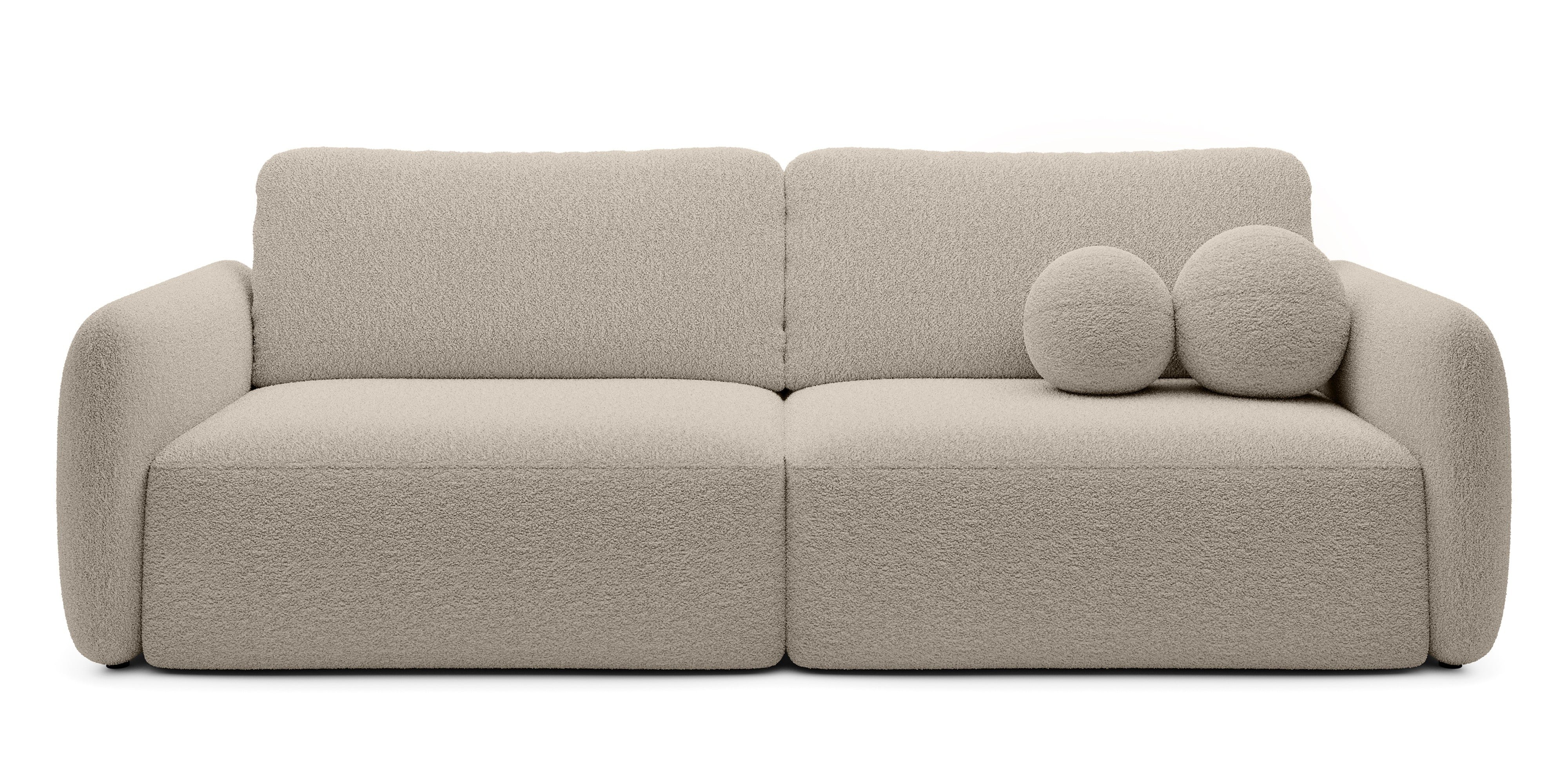 Sofa rozkładana Botse z pojemnikiem, obłe kształty
