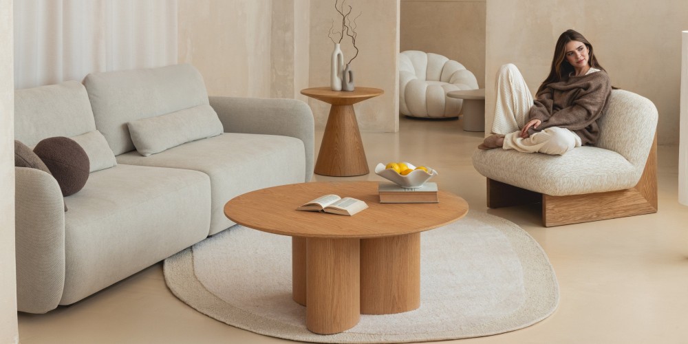 Sofa rozkładana Mossa Big z 2 pojemnikami, obłe kształty