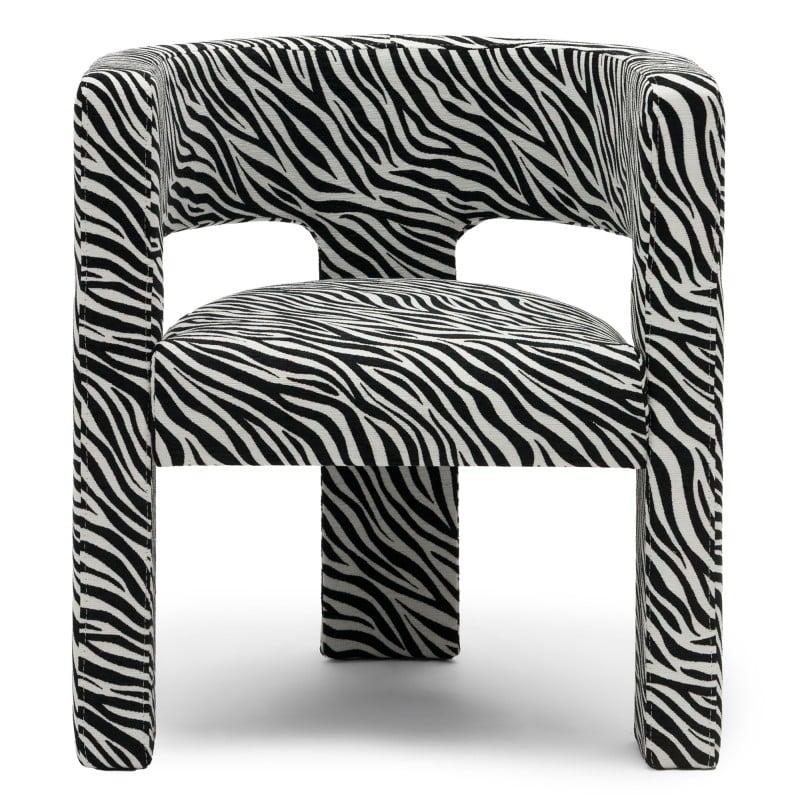 Fotel Alpah, czarno-biały żakard zebra