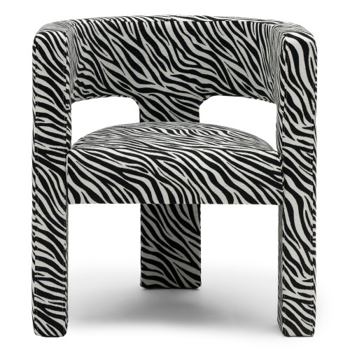 Fotel Alpah, czarno-biały żakard zebra