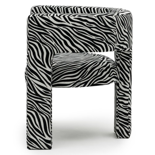 Fotel Alpah, czarno-biały żakard zebra