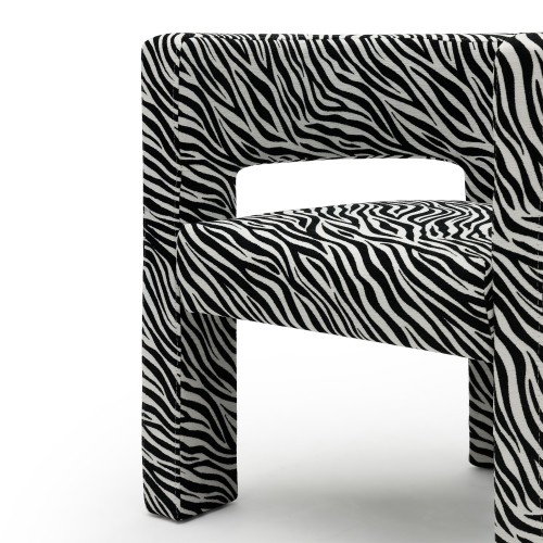 Fotel Alpah, czarno-biały żakard zebra