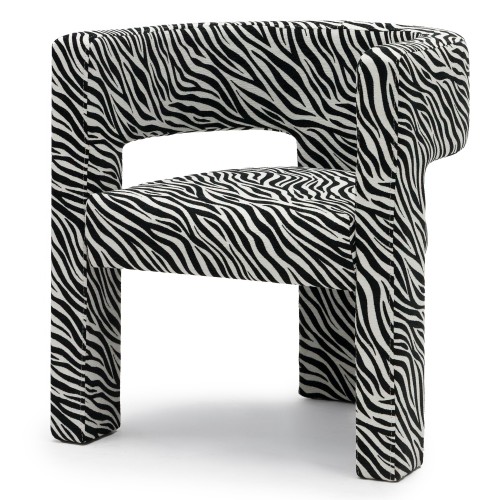 Fotel Alpah, czarno-biały żakard zebra