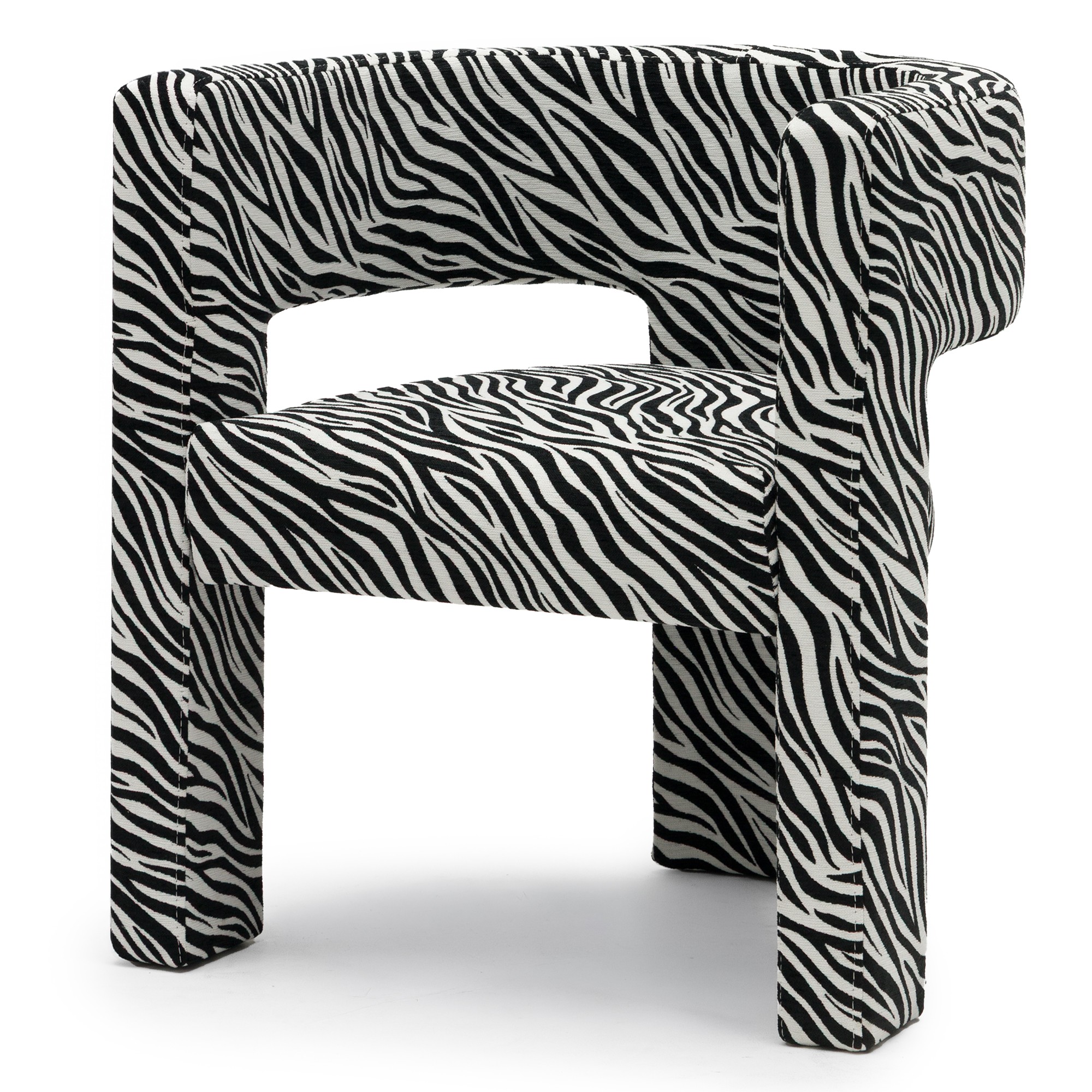 Fotel Alpah, czarno-biały żakard zebra