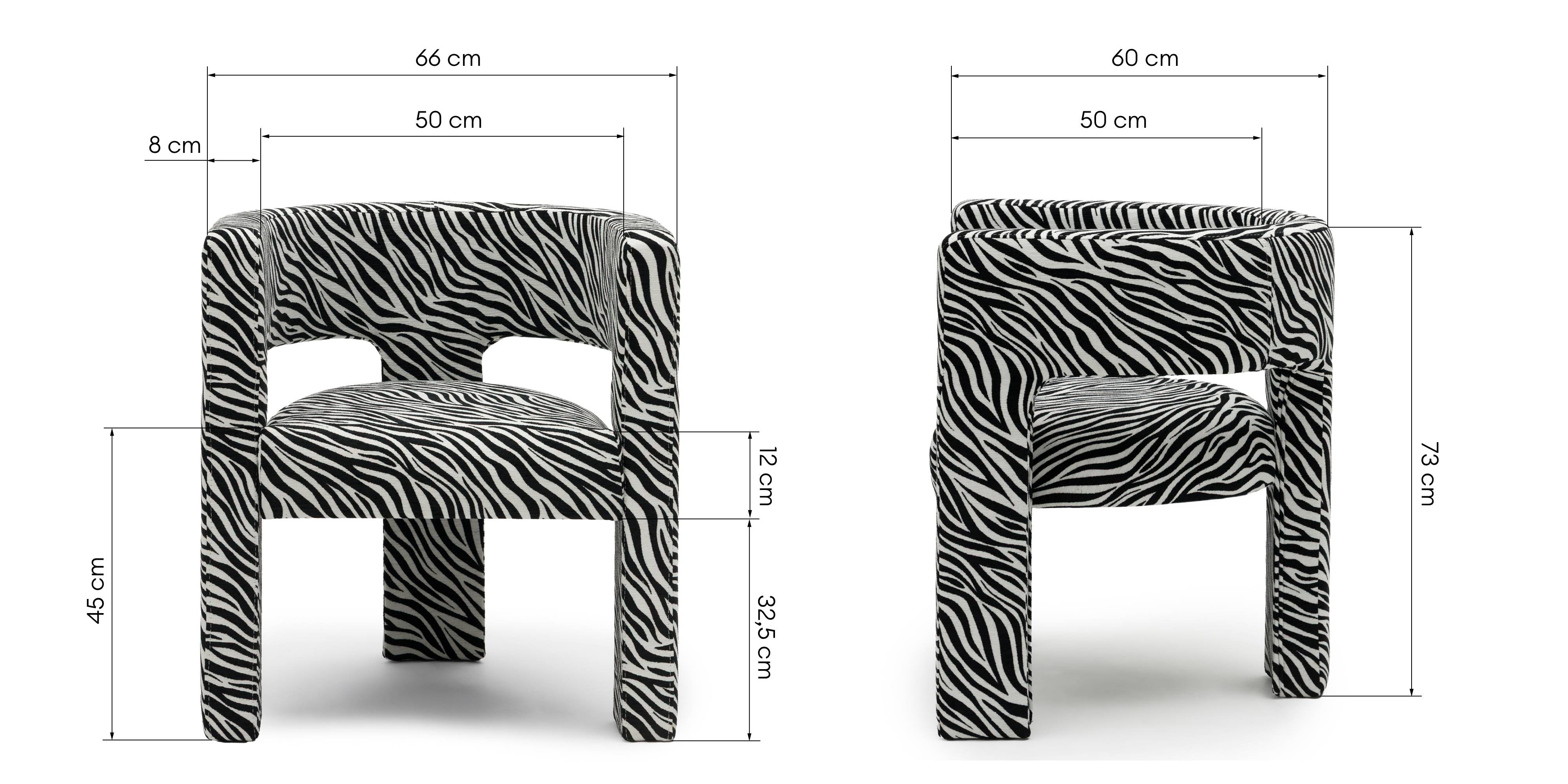Fotel Alpah, czarno-biały żakard zebra