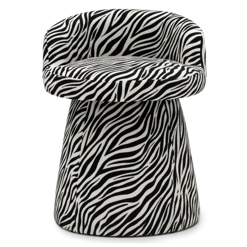 Fotel obrotowy Move czarno-biały żakard zebra, obłe kształty