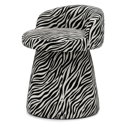 Fotel obrotowy Move czarno-biały żakard zebra, obłe kształty