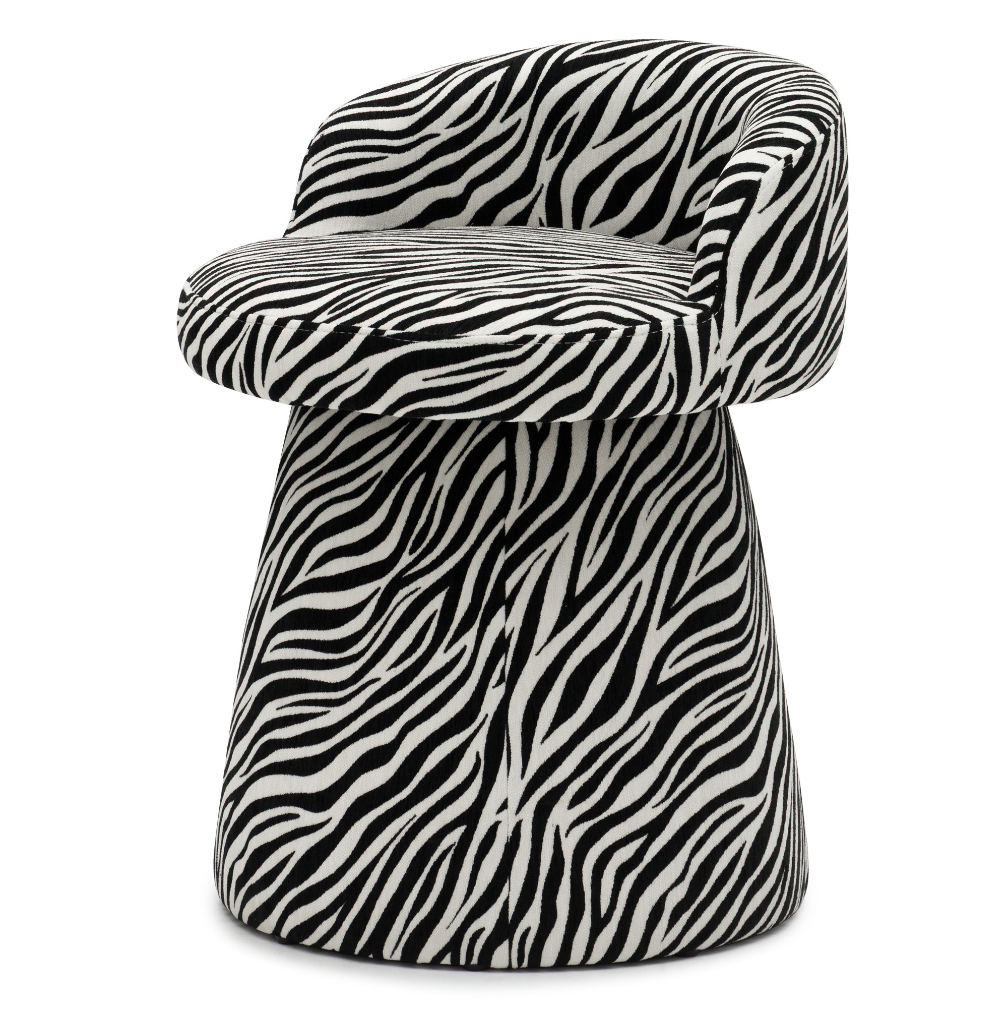 Fotel obrotowy Move czarno-biały żakard zebra, obłe kształty