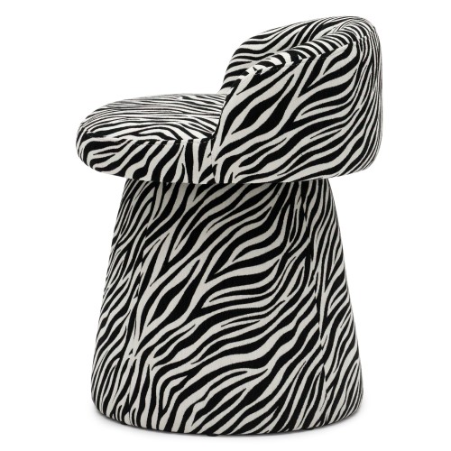 Fotel obrotowy Move czarno-biały żakard zebra, obłe kształty