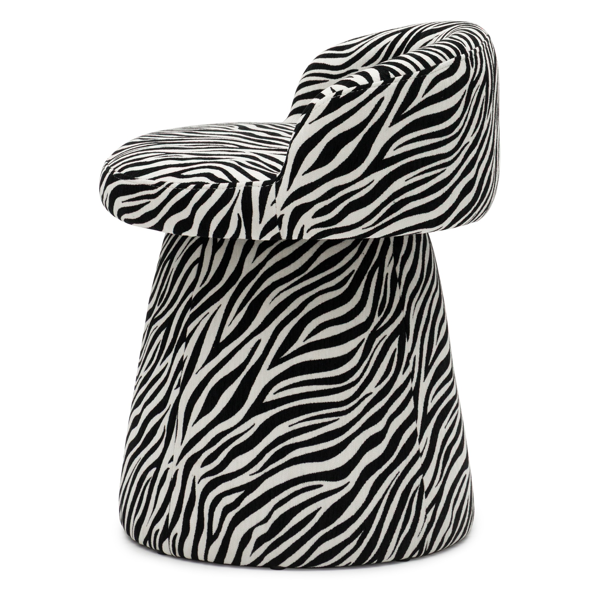 Fotel obrotowy Move czarno-biały żakard zebra, obłe kształty
