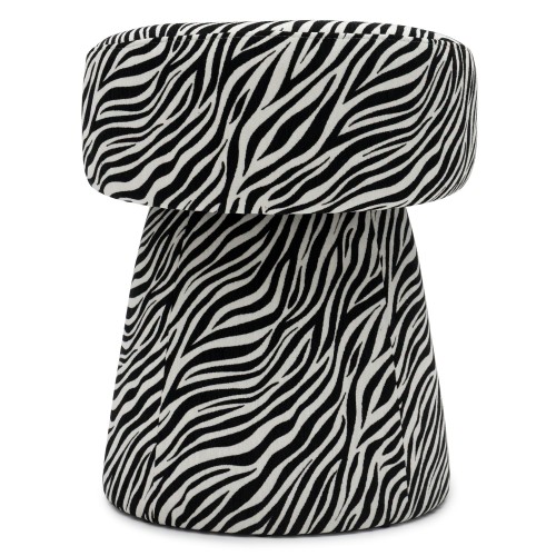 Fotel obrotowy Move czarno-biały żakard zebra, obłe kształty