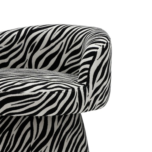 Fotel obrotowy Move czarno-biały żakard zebra, obłe kształty