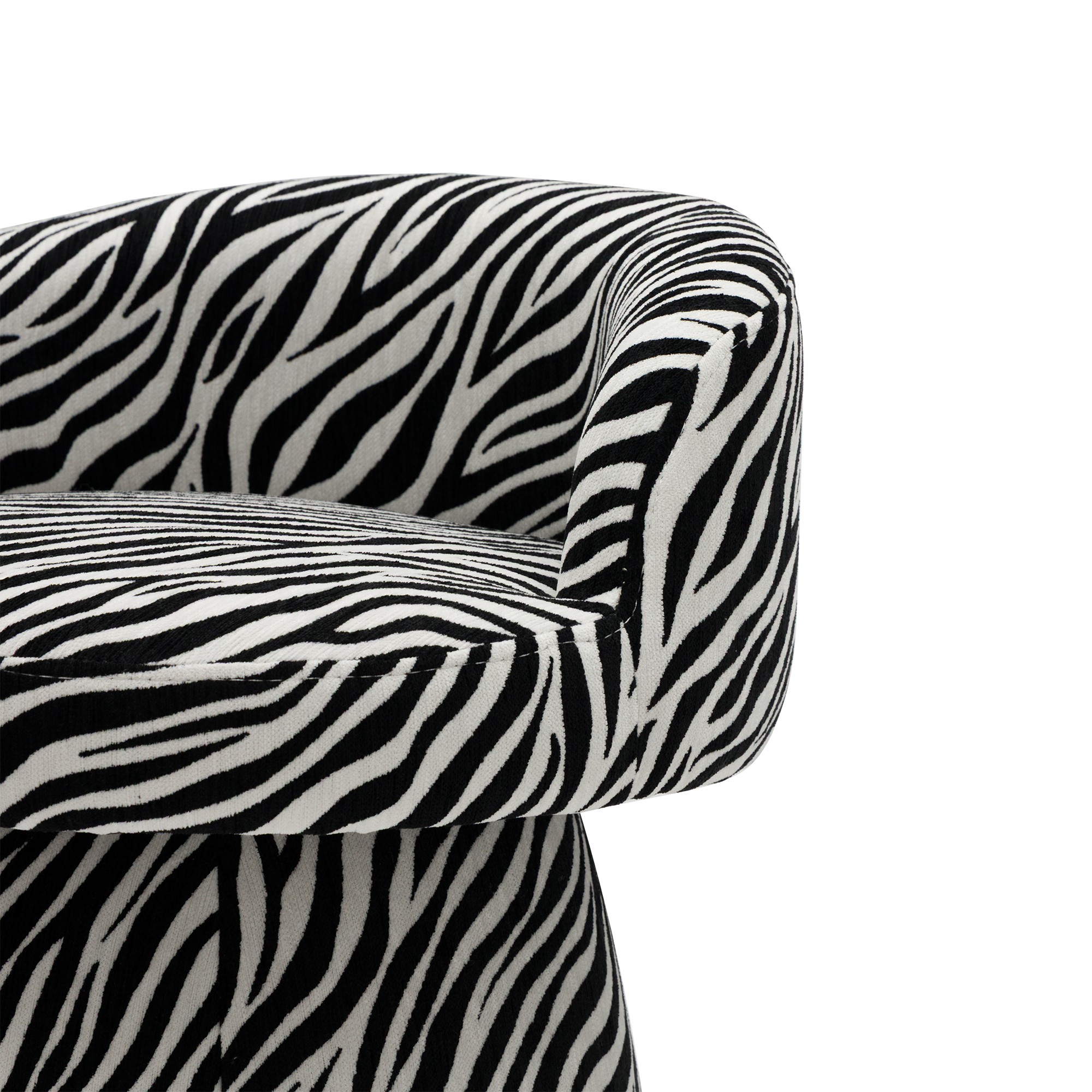 Fotel obrotowy Move czarno-biały żakard zebra, obłe kształty