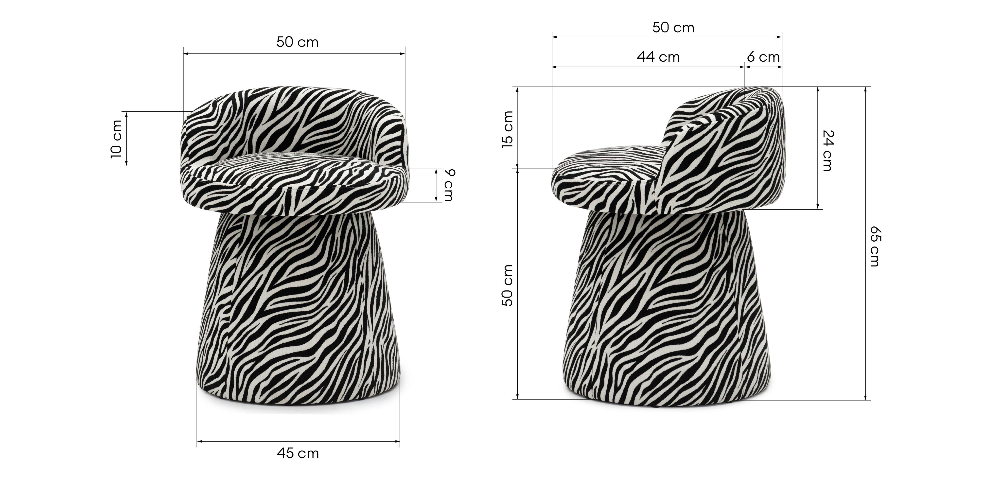 Fotel obrotowy Move czarno-biały żakard zebra, obłe kształty