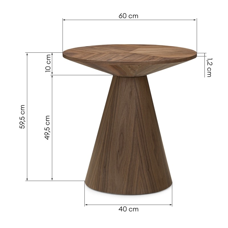 OU-3033 Okrągły stolik boczny Ange 60 cm, orzech