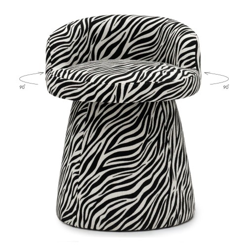 Fotel obrotowy Move czarno-biały żakard zebra, obłe kształty