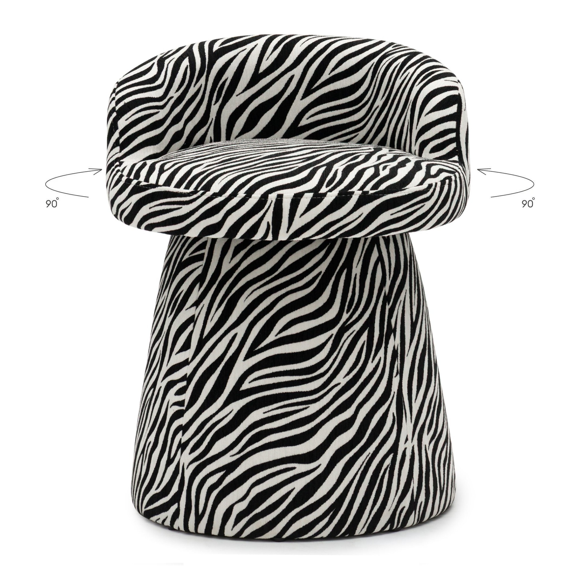 Fotel obrotowy Move czarno-biały żakard zebra, obłe kształty