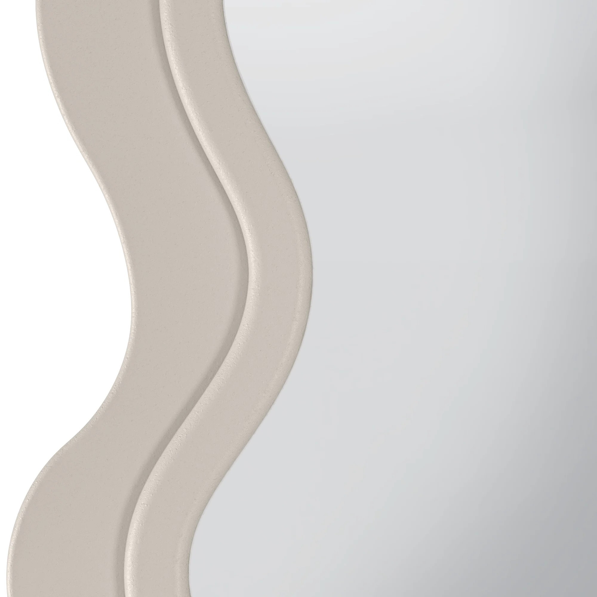 Lustro Vale 177x75 cm, falowana rama, jasnobeżowe, cement
