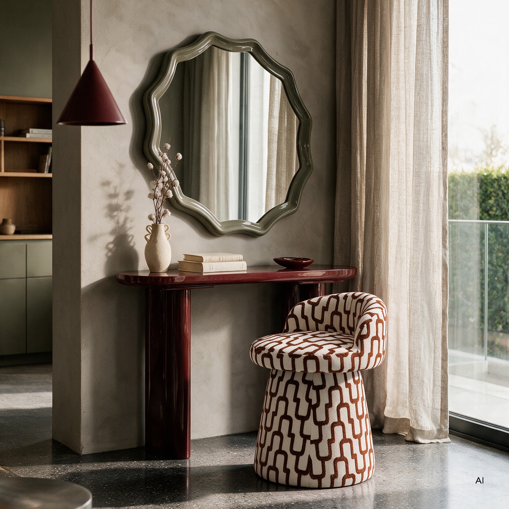 Fotel obrotowy Move beżowo-miedziany, obłe kształty