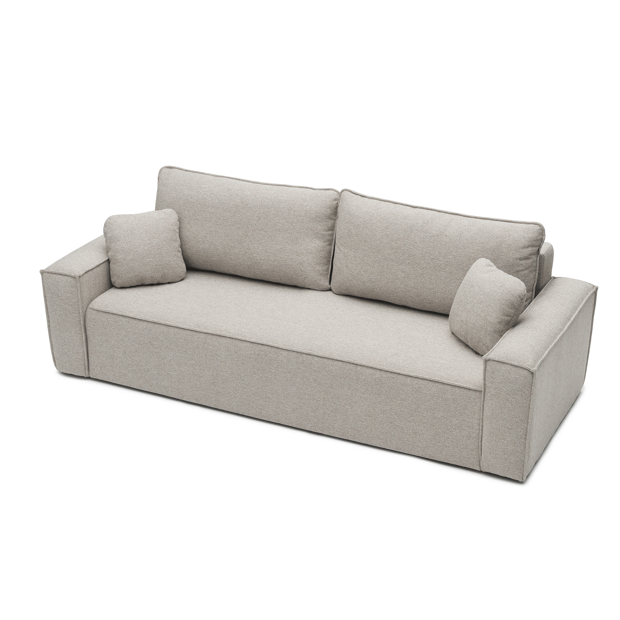 Sofa z funkcją spania i pojemnikiem Cube, beżowoszara