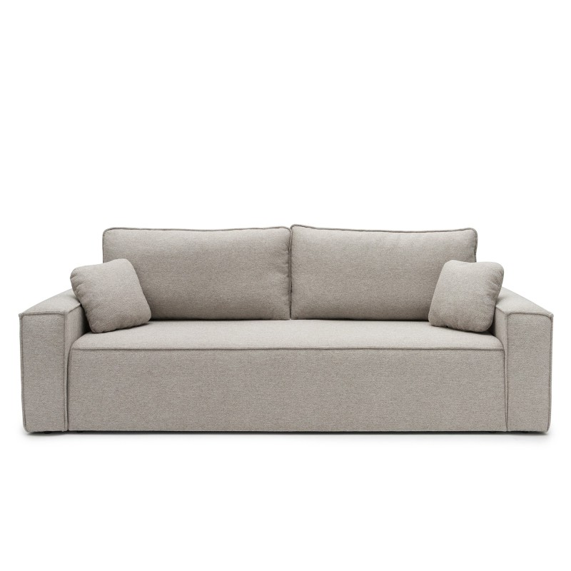 Sofa z funkcją spania i pojemnikiem Cube, beżowoszara