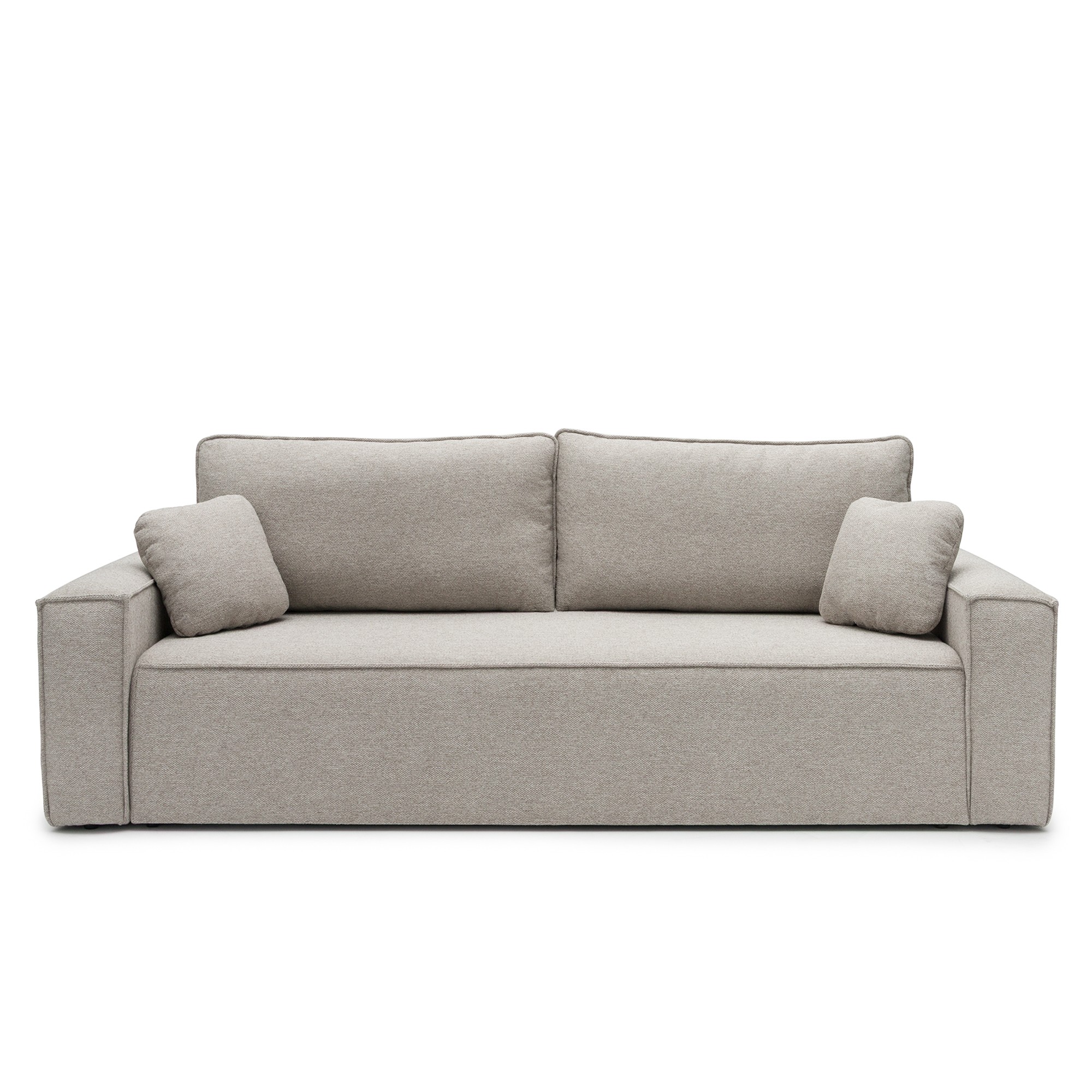 Sofa z funkcją spania i pojemnikiem Cube, beżowoszara
