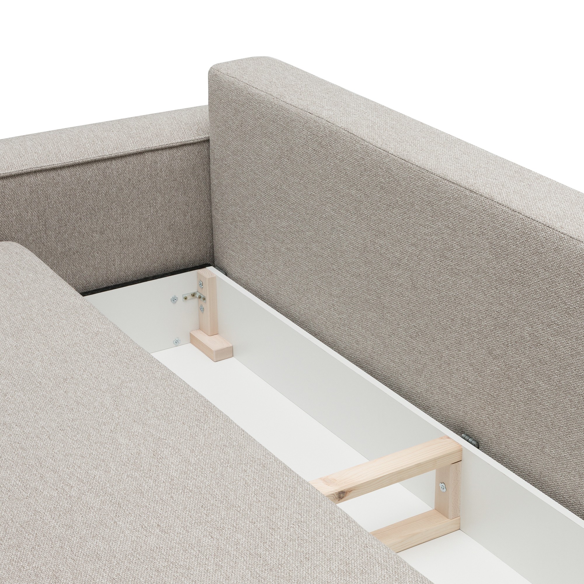 Sofa z funkcją spania i pojemnikiem Cube, beżowoszara