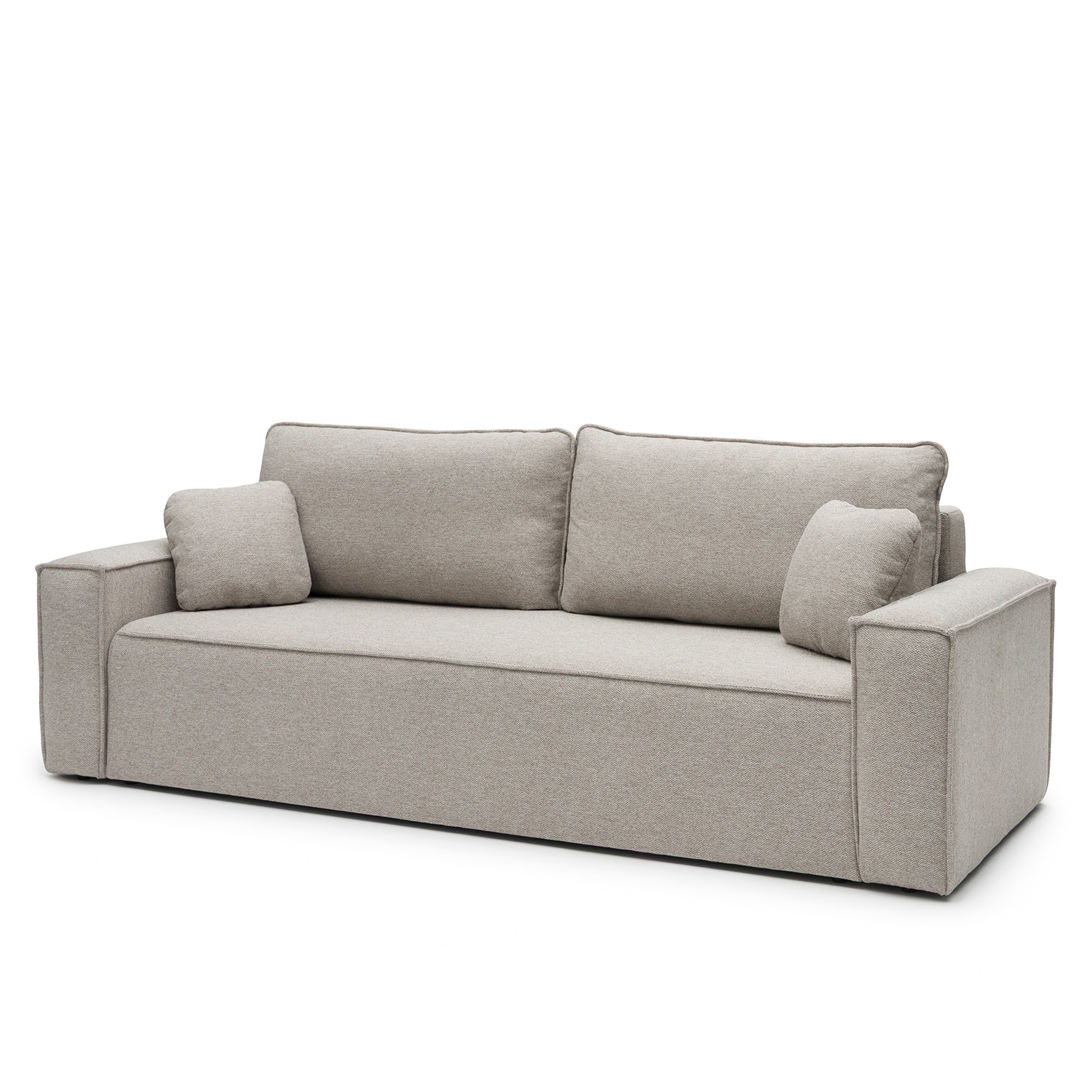 Sofa z funkcją spania i pojemnikiem Cube, beżowoszara