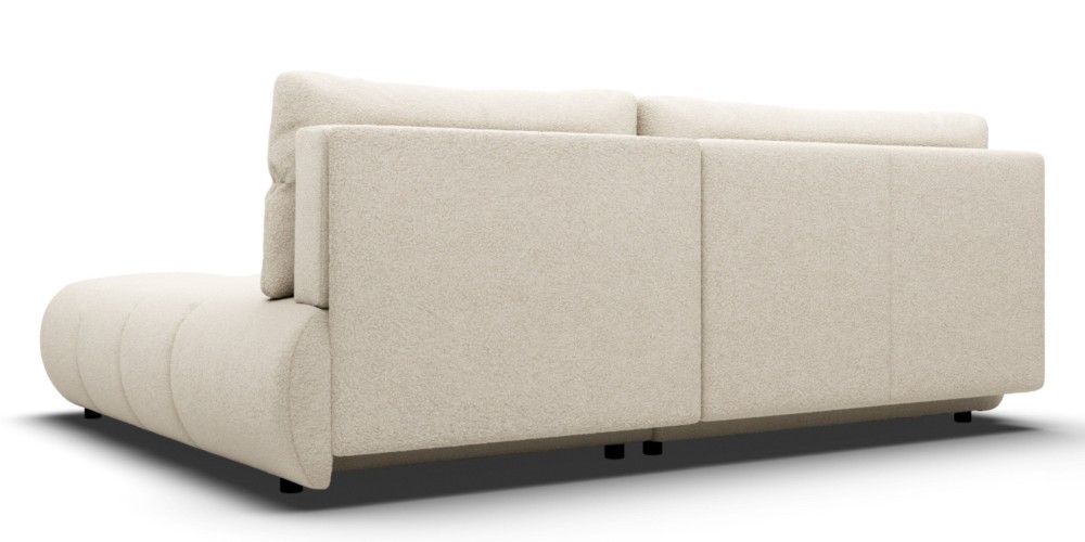 OU-3134 Narożnik Milo z pojemnikiem, prawy, jasny beż, boucle, obły