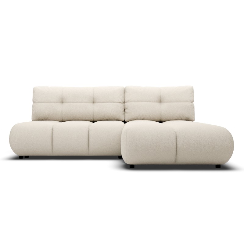 OU-3134 Narożnik Milo z pojemnikiem, prawy, jasny beż, boucle, obły