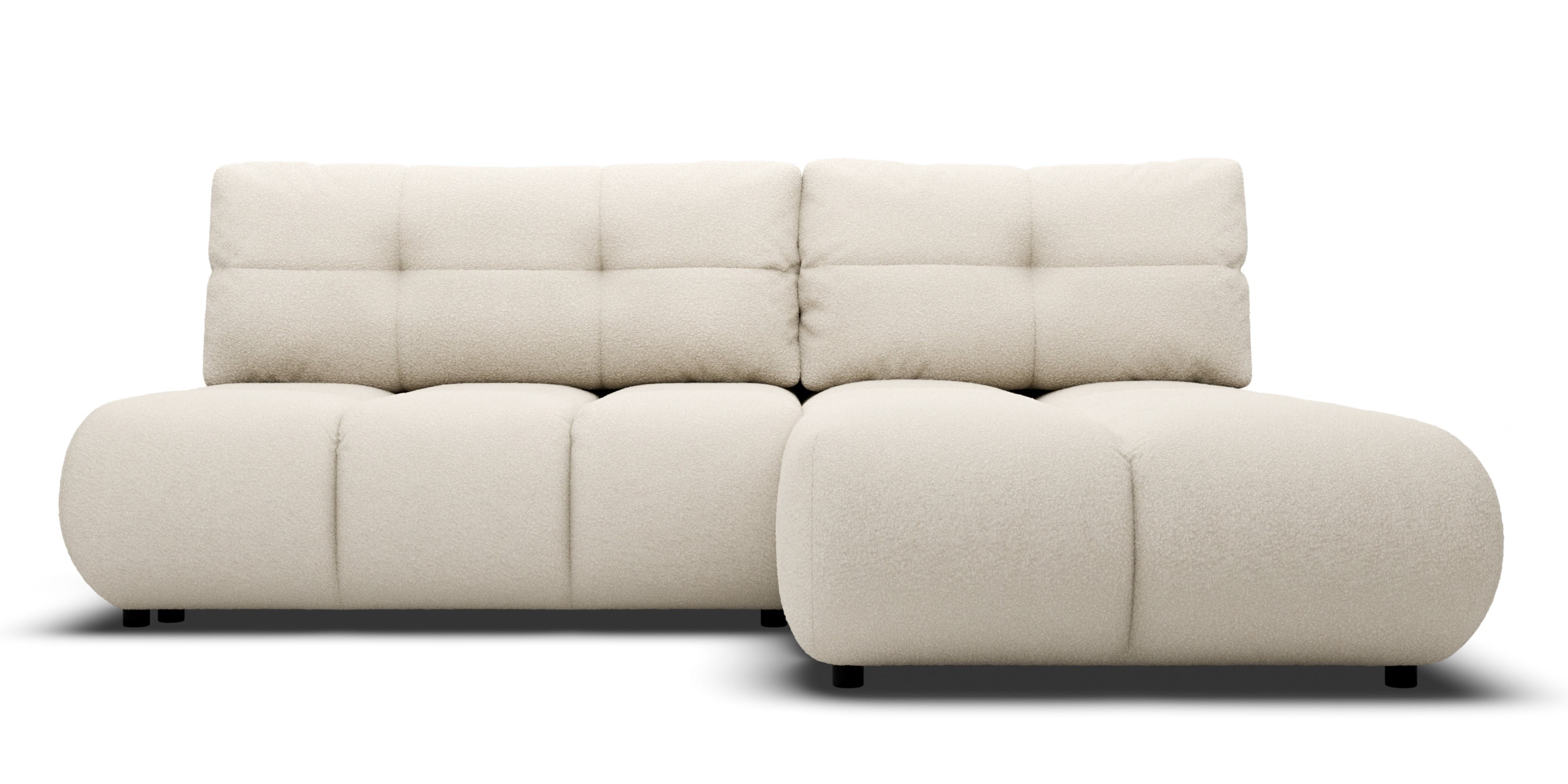 OU-3134 Narożnik Milo z pojemnikiem, prawy, jasny beż, boucle, obły