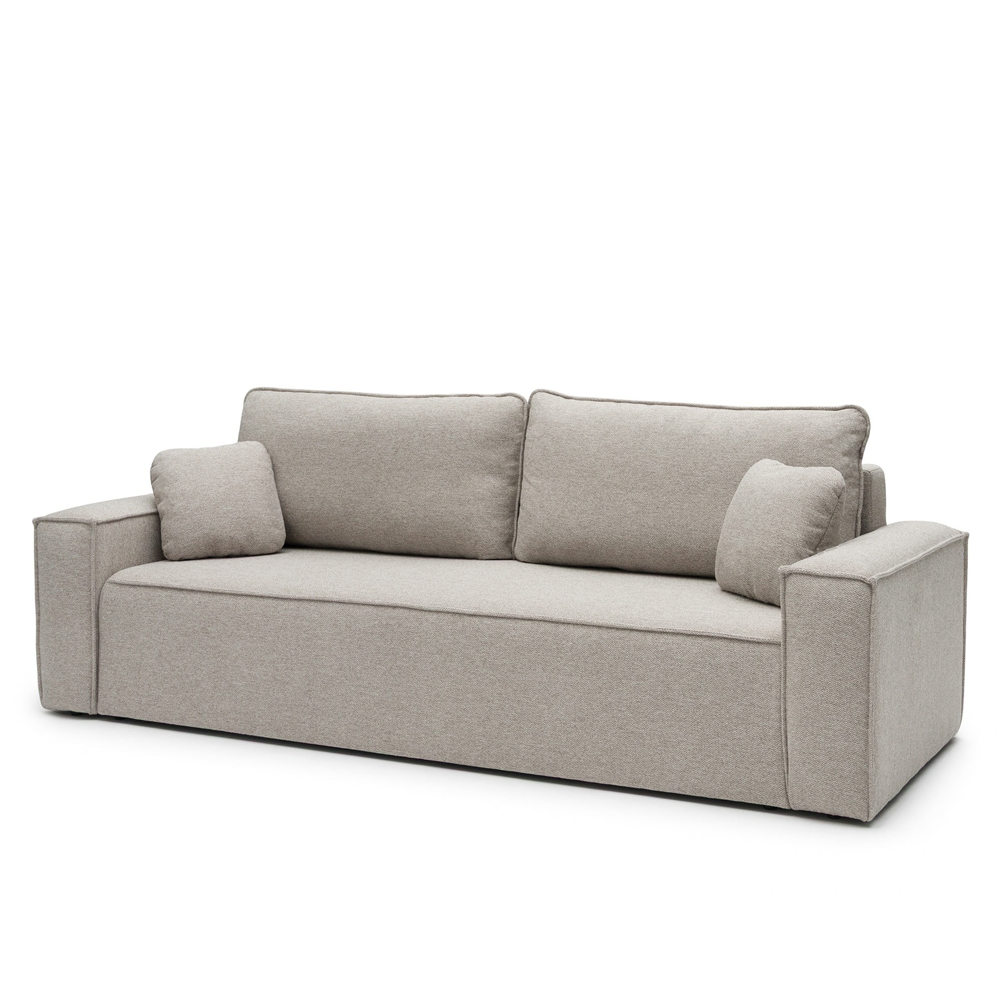 OU-3082 Sofa z funkcją spania i pojemnikiem Cube, beżowoszara