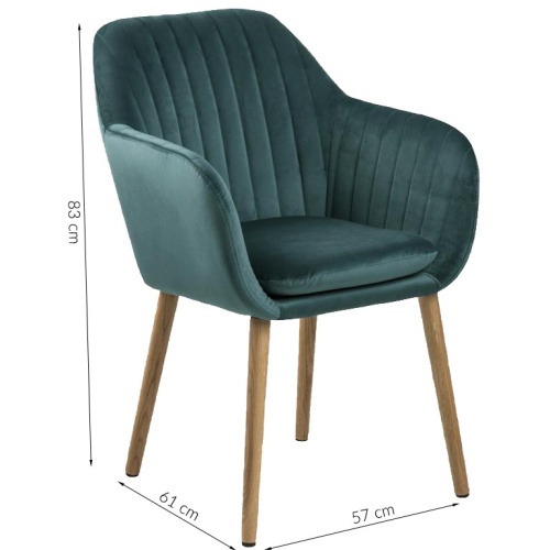 Krzesło do salonu Emilia zielone welur