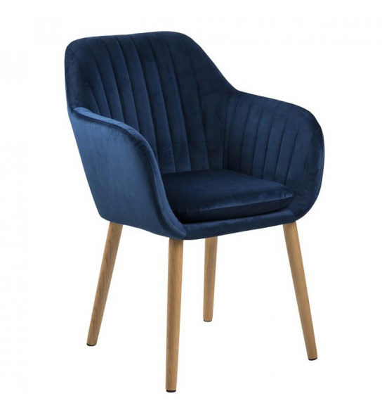 Krzesło do salonu Emilia niebieskie welur