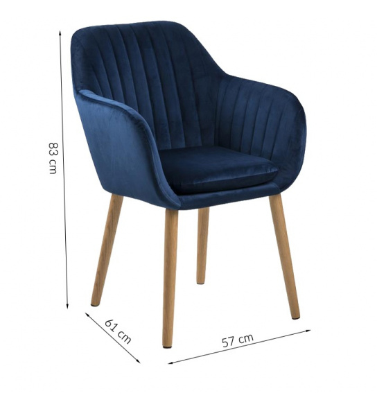 Krzesło do salonu Emilia niebieskie welur
