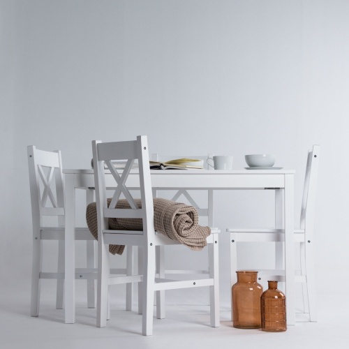 Zestaw stołowy Corbin stół i cztery krzesła biały