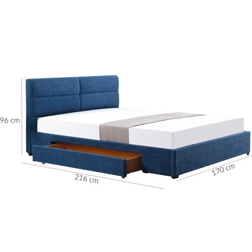 Łóżko z szufladą Merida 160x200 niebieskie podwójne