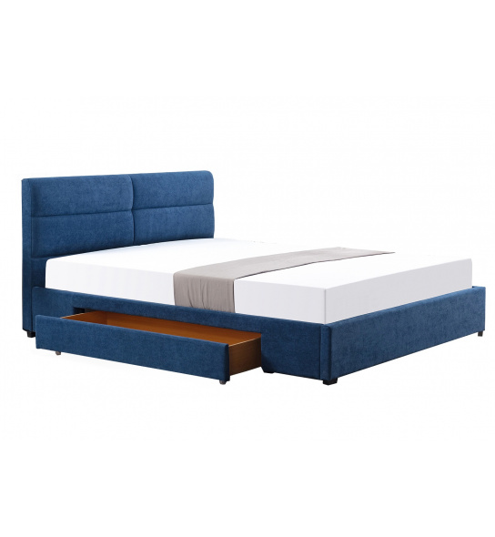 Łóżko z szufladą Merida 160x200 niebieskie podwójne