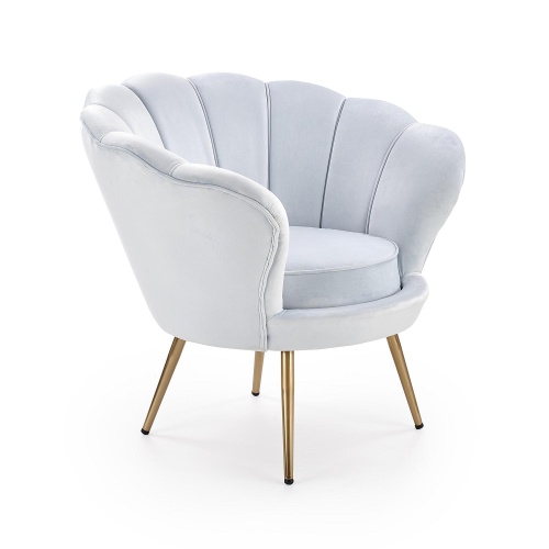 Fotel tapicerowany Amorino niebieski/złoty glamour