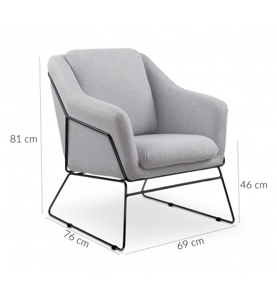Fotel wypoczynkowy Soft III szary/czarny nowoczesny