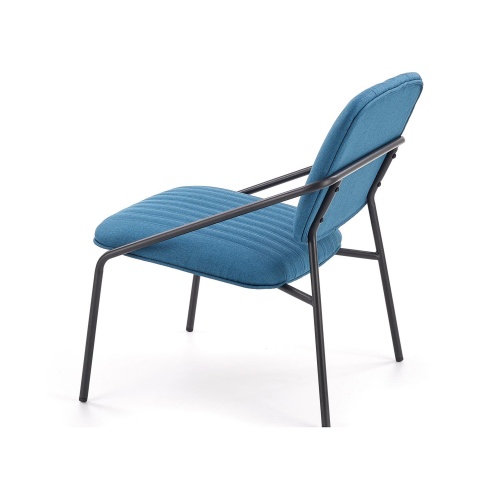 Fotel tapicerowany do salonu Dennis niebieski/czarny