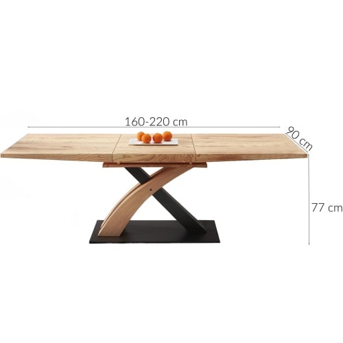 Stół rozkładany Sandor III 160-220x90 cm dąb złoty/czarny