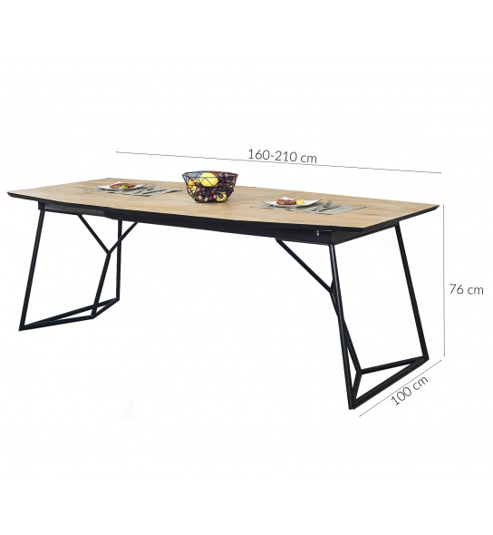 Stół rozkładany Colombo 160-210x100 cm dąb złoty/czarny
