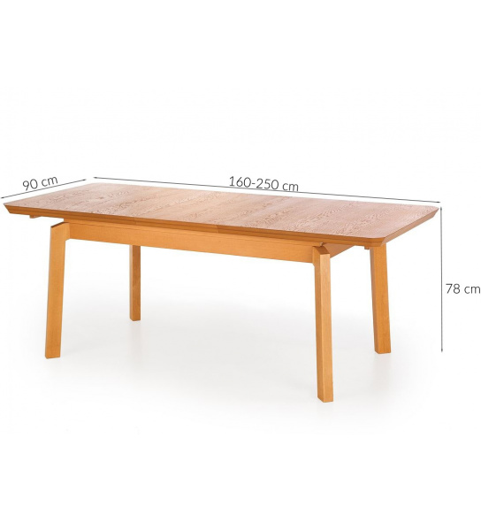 Stół rozkładany Rois 160-250x90 cm dąb miodowy do jadalni
