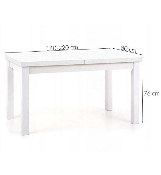 Stół rozkładany Tiago II 140-220x80 cm biały do jadalni
