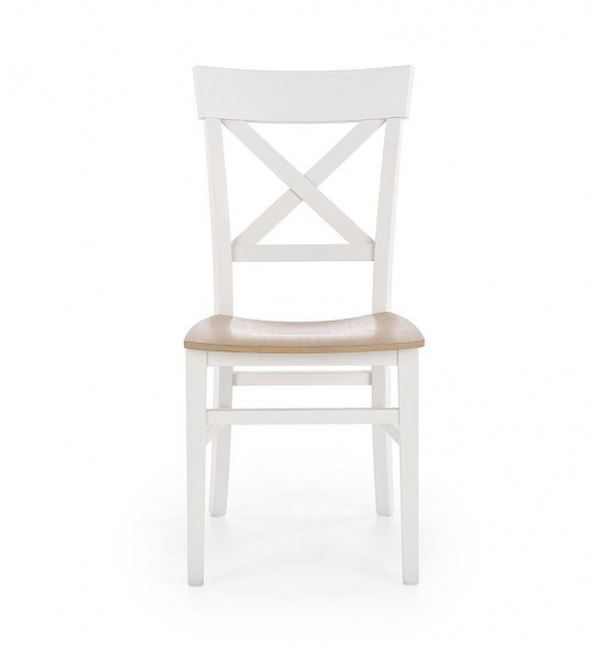 Krzesło drewniane Tutti białe/dąb miodowy do jadalni
