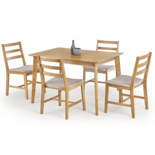 Zestaw drewniany Cordoba stół 120x80 + 4 krzesła jasny dąb/mokate